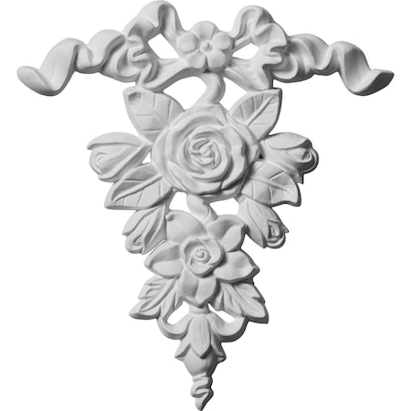 Ekena Millwork 8 1/2"W x 9"H x 3/4"P Versailles Ribbon and Rose Drop Onlay ONL08X09X01VE